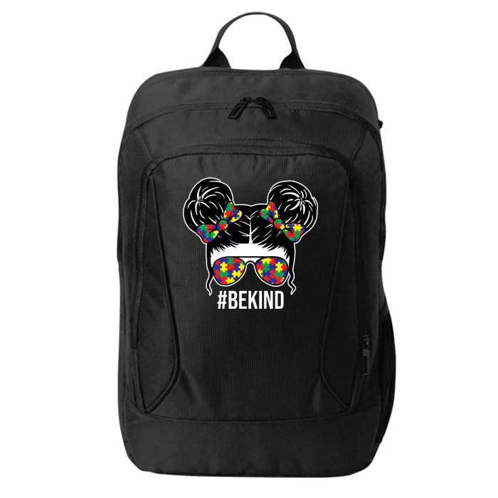 Be Kind Messy Bun Autism Awareness City Backpack