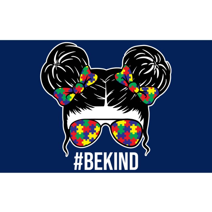 Be Kind Messy Bun Autism Awareness Bumper Sticker