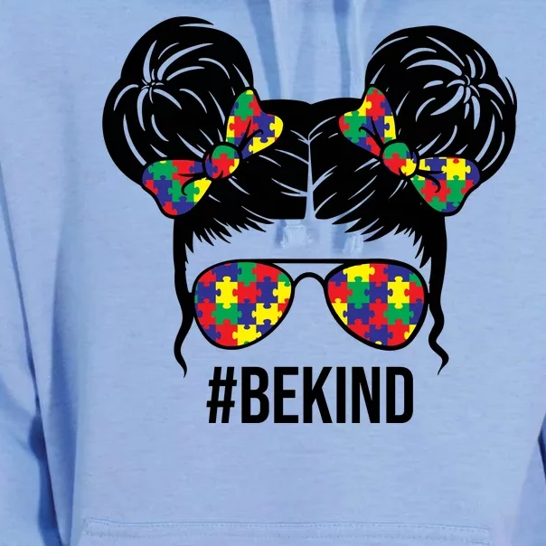 Be Kind Messy Bun Autism Awareness Unisex Surf Hoodie