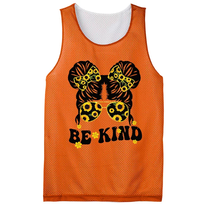 Be Kind Messy Bun Unity Day Orange Anti Bullying Mesh Reversible Basketball Jersey Tank