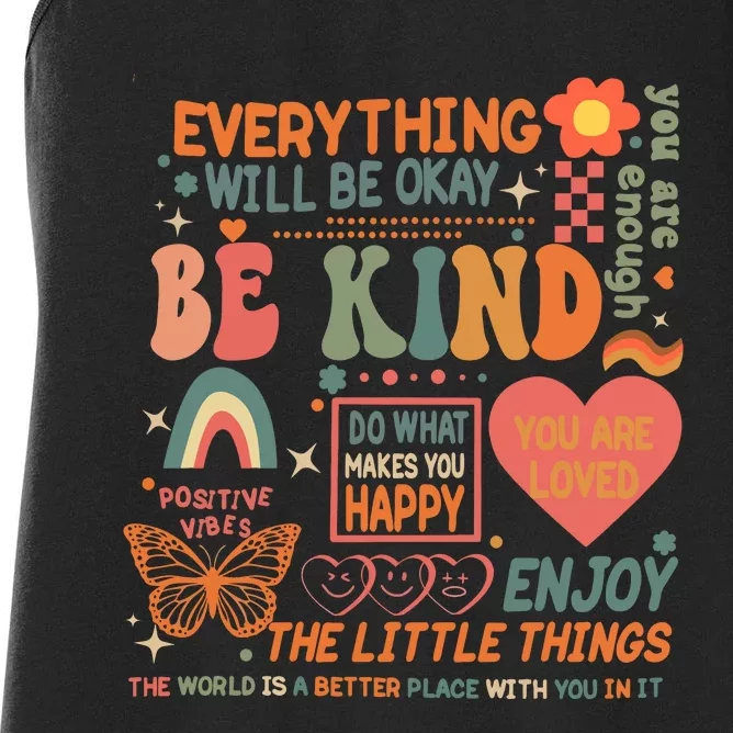 Be Kind Mental Health Awareness Women's Racerback Tank