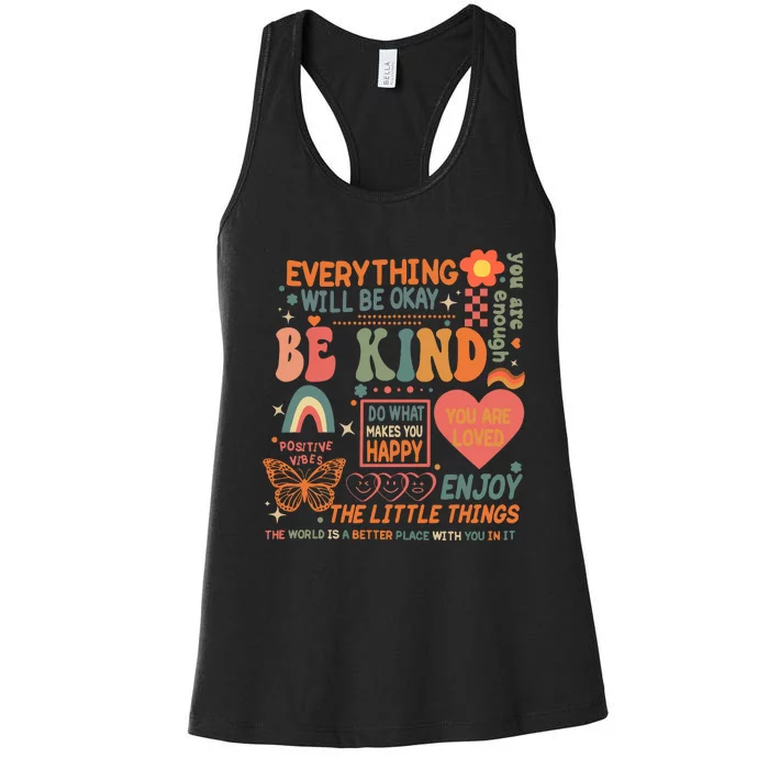 Be Kind Mental Health Awareness Women's Racerback Tank