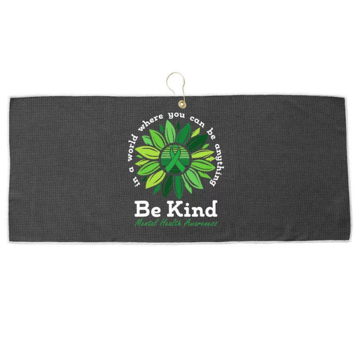 Be Kind Mental Health Awareness Sunflower Green Ribbon Large Microfiber Waffle Golf Towel