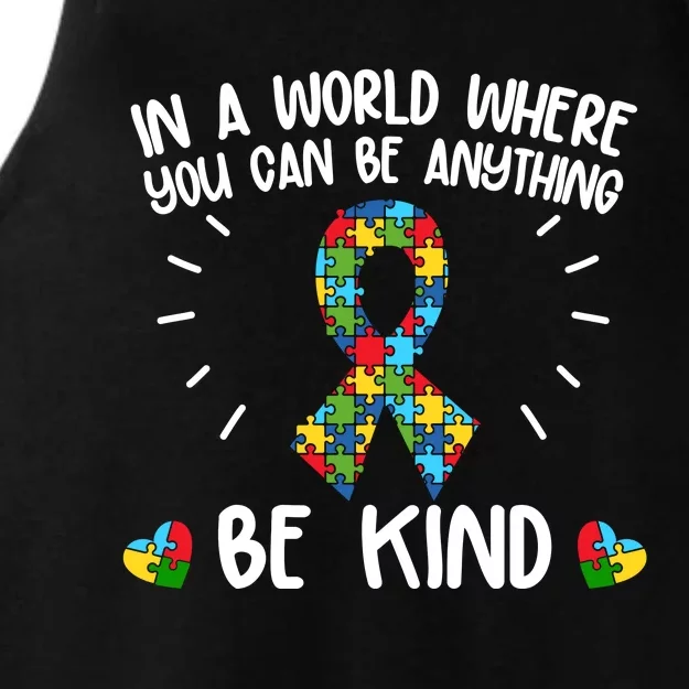 Be Kind Motivational Autism Awareness Slogan Autism Puzzle Message Ladies Tri-Blend Wicking Tank