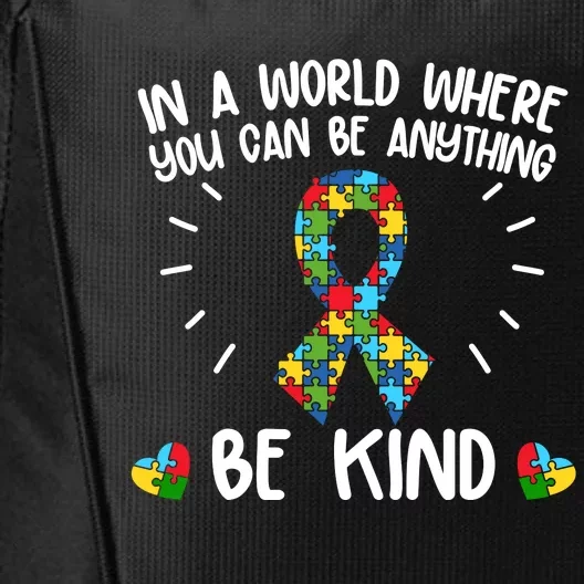 Be Kind Motivational Autism Awareness Slogan Autism Puzzle Message City Backpack