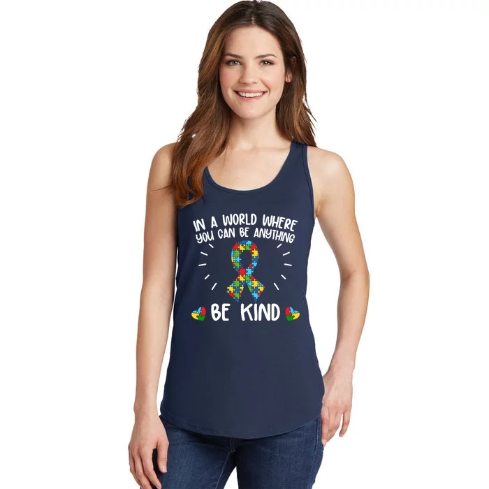 Be Kind Motivational Autism Awareness Slogan Autism Puzzle Message Ladies Essential Tank