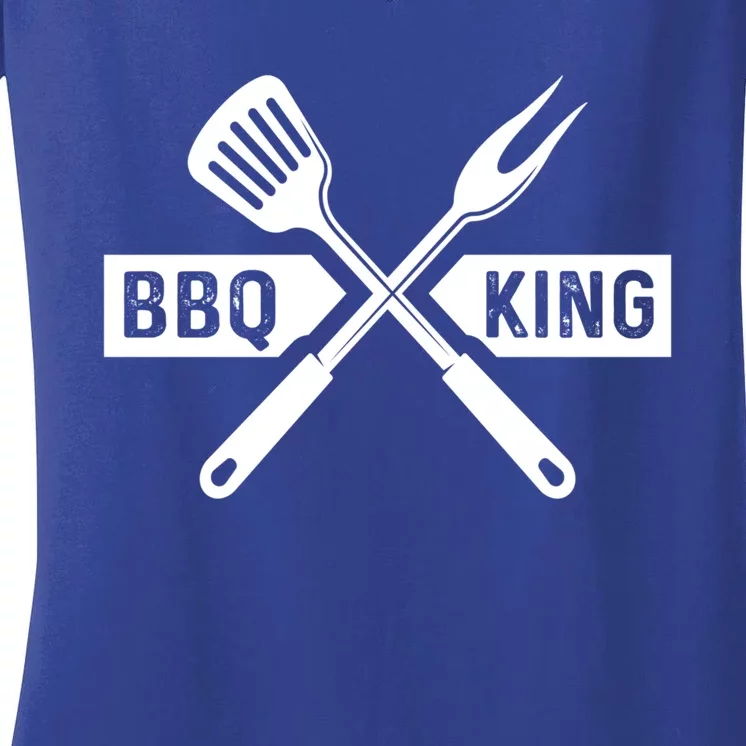 Bbq King Memorial Day Grilling Meat Smoking Gift Women's V-Neck T-Shirt