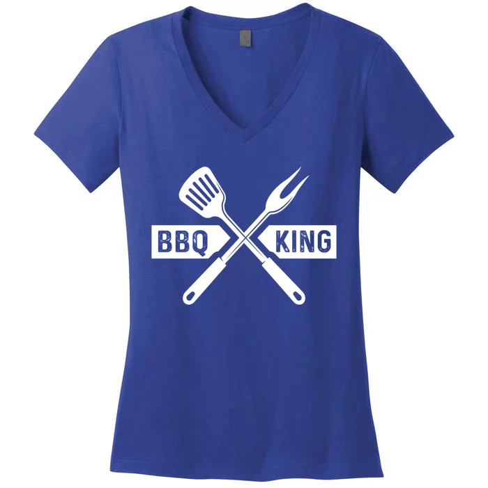 Bbq King Memorial Day Grilling Meat Smoking Gift Women's V-Neck T-Shirt