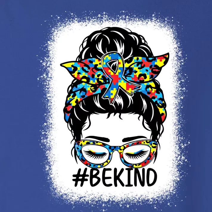 Be Kind Messy Bun Autism Awareness Kindness Month Bleached Cute Gift Toddler Long Sleeve Shirt