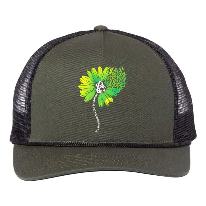 Be Kind Mental Health Awareness Flower Retro Rope Trucker Hat Cap