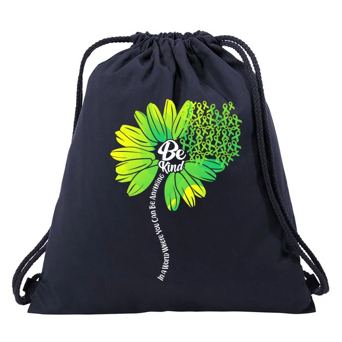 Be Kind Mental Health Awareness Flower Drawstring Bag