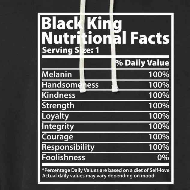 Black King Nutritional Facts Black History Pride Garment-Dyed Fleece Hoodie