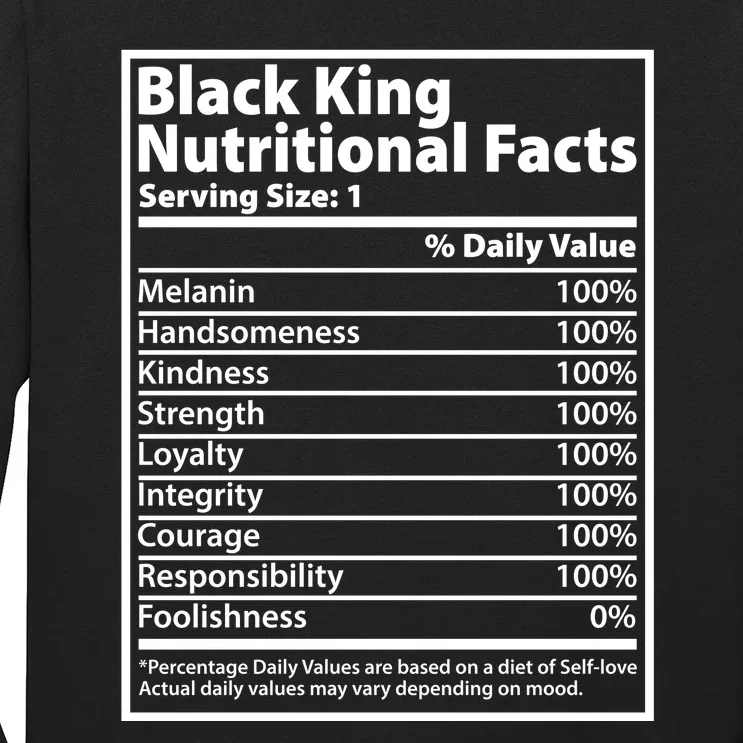 Black King Nutritional Facts Black History Pride Long Sleeve Shirt