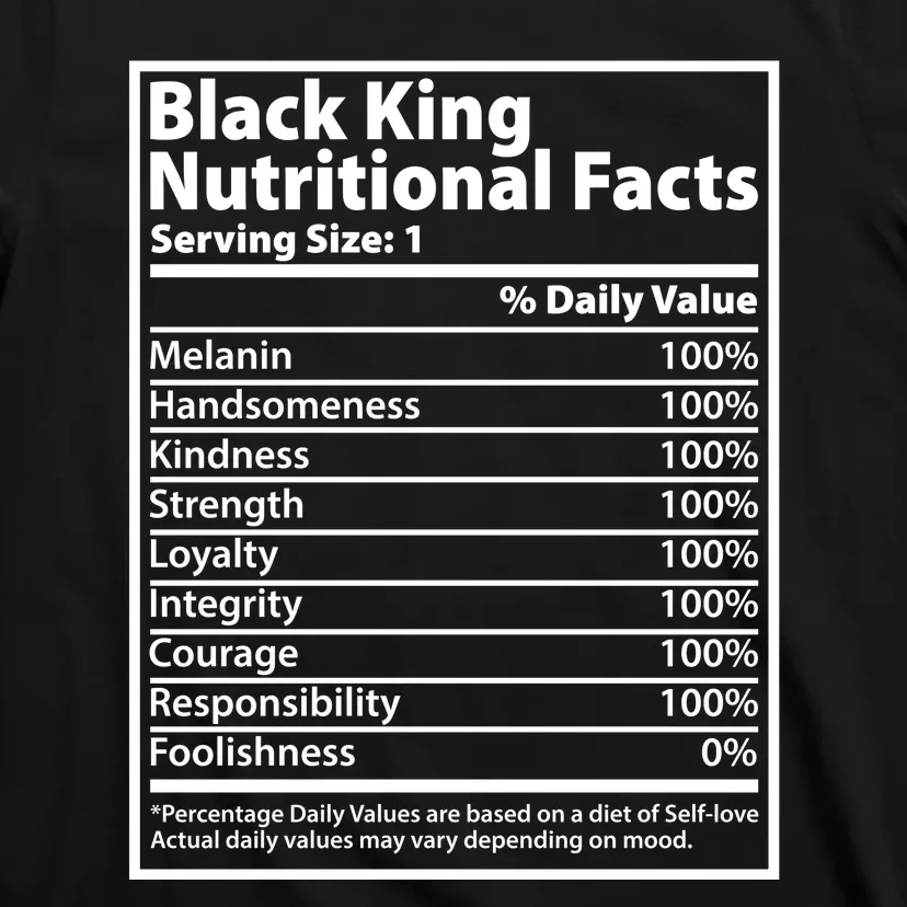 Black King Nutritional Facts Black History Pride T-Shirt