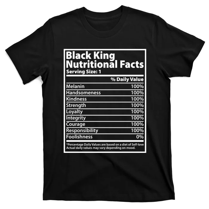 Black King Nutritional Facts Black History Pride T-Shirt