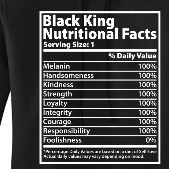 Black King Nutritional Facts Black History Pride Women's Pullover Hoodie