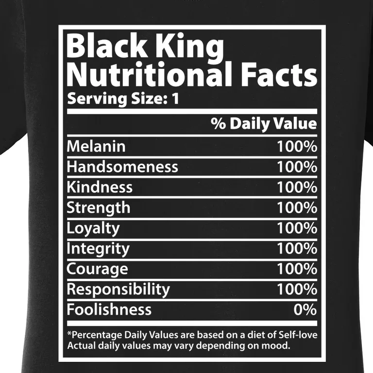 Black King Nutritional Facts Black History Pride Women's T-Shirt