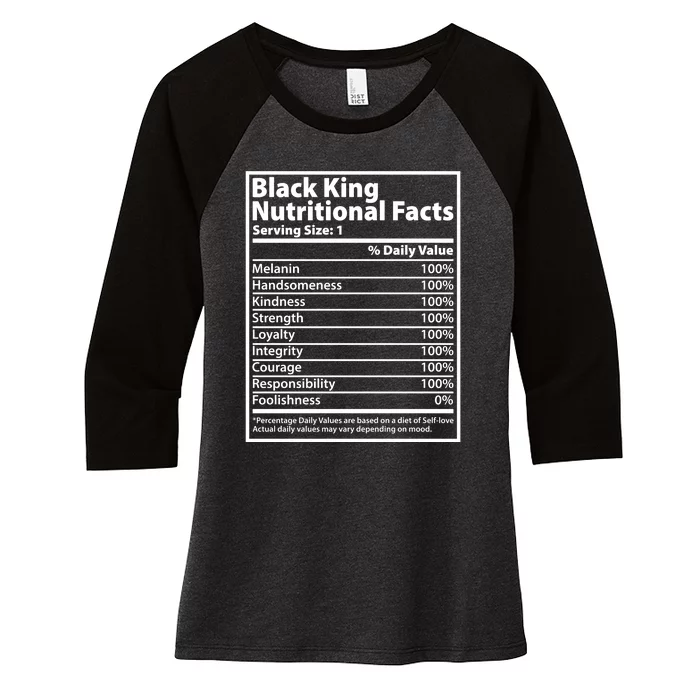 Black King Nutritional Facts Black History Pride Women's Tri-Blend 3/4-Sleeve Raglan Shirt