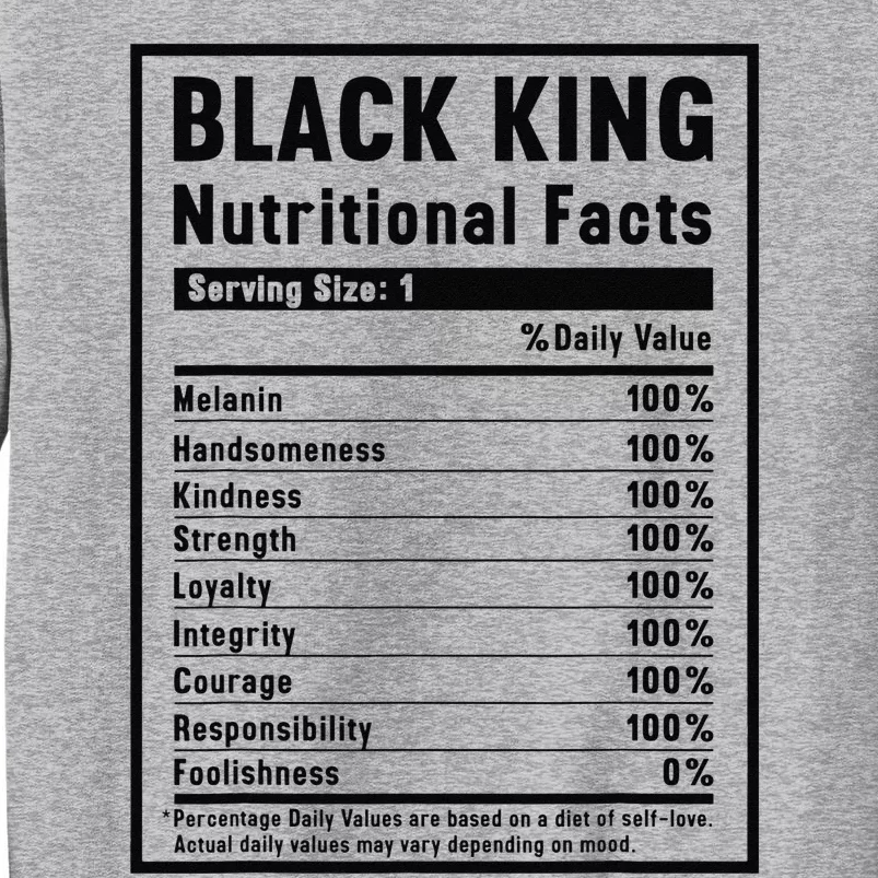 Black King Nutritional Facts Tall Sweatshirt