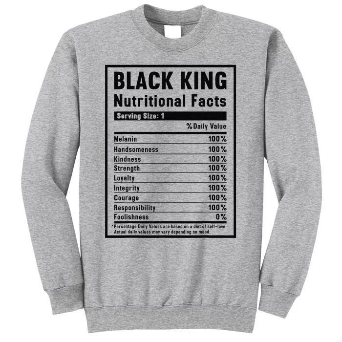 Black King Nutritional Facts Tall Sweatshirt