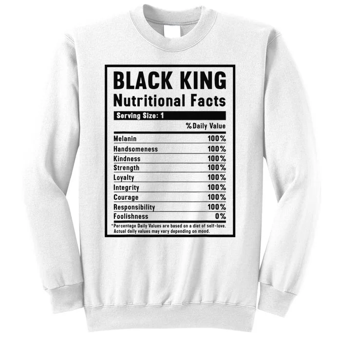 Black King Nutritional Facts Sweatshirt