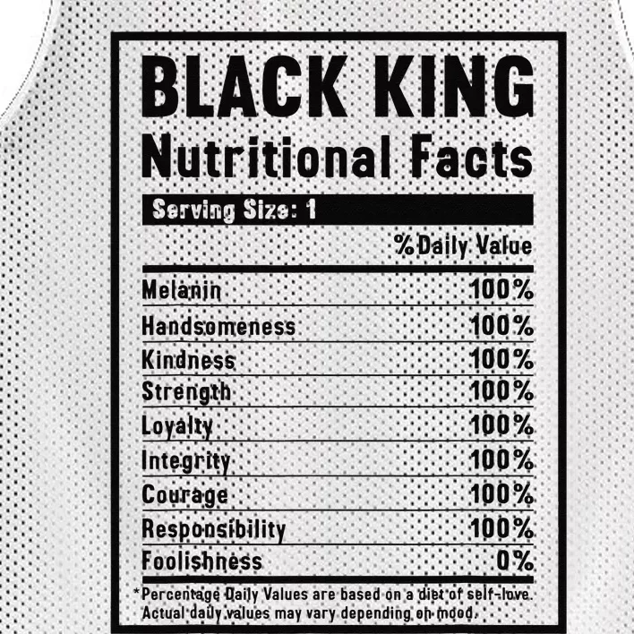 Black King Nutritional Facts Mesh Reversible Basketball Jersey Tank