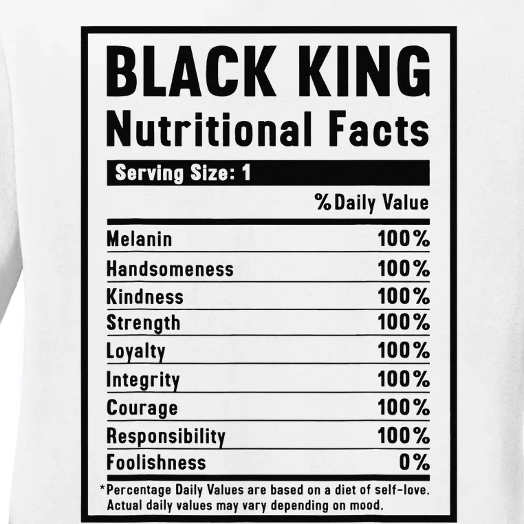 Black King Nutritional Facts Ladies Long Sleeve Shirt