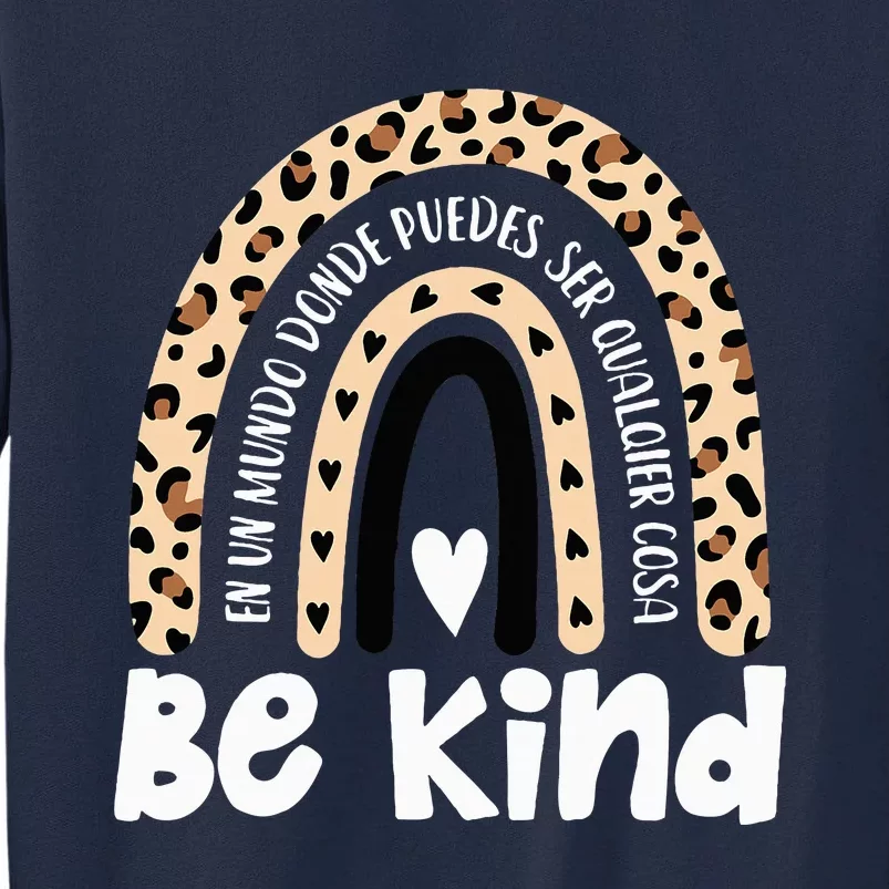 Be Kind Orange Unity Day Rainbow ASL Sé Amble Spanish Crew Tall Sweatshirt