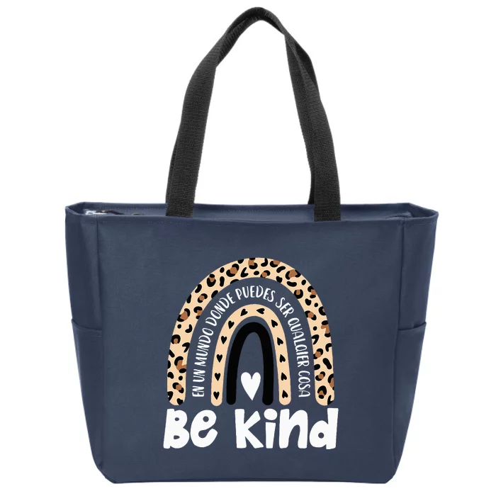 Be Kind Orange Unity Day Rainbow ASL Sé Amble Spanish Crew Zip Tote Bag