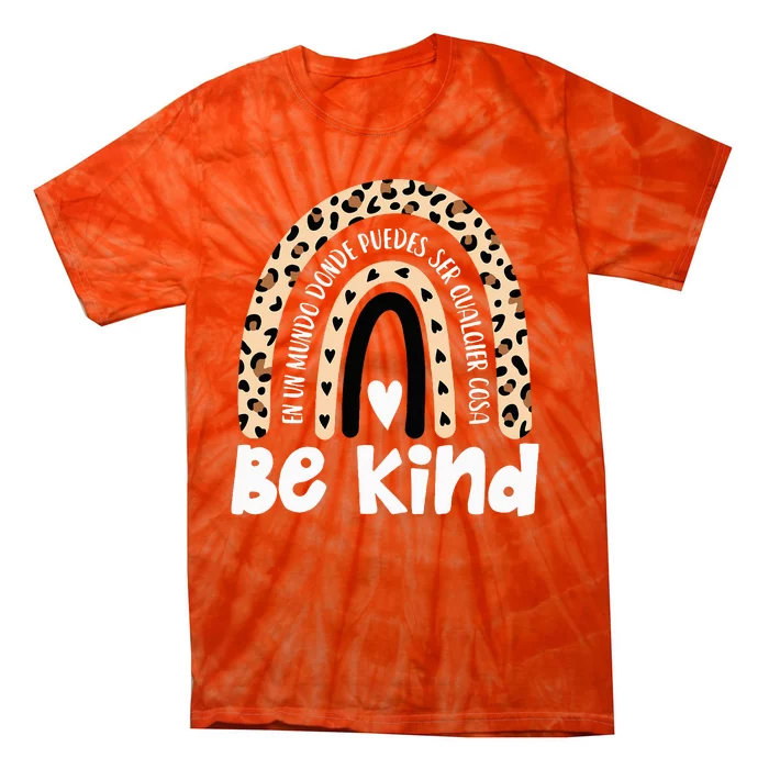 Be Kind Orange Unity Day Rainbow ASL Sé Amble Spanish Crew Tie-Dye T-Shirt