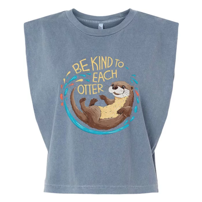 Be Kind Otter Pun Cute Garment-Dyed Women's Muscle Tee