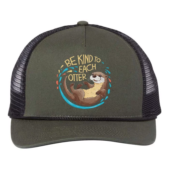 Be Kind Otter Pun Cute Retro Rope Trucker Hat Cap