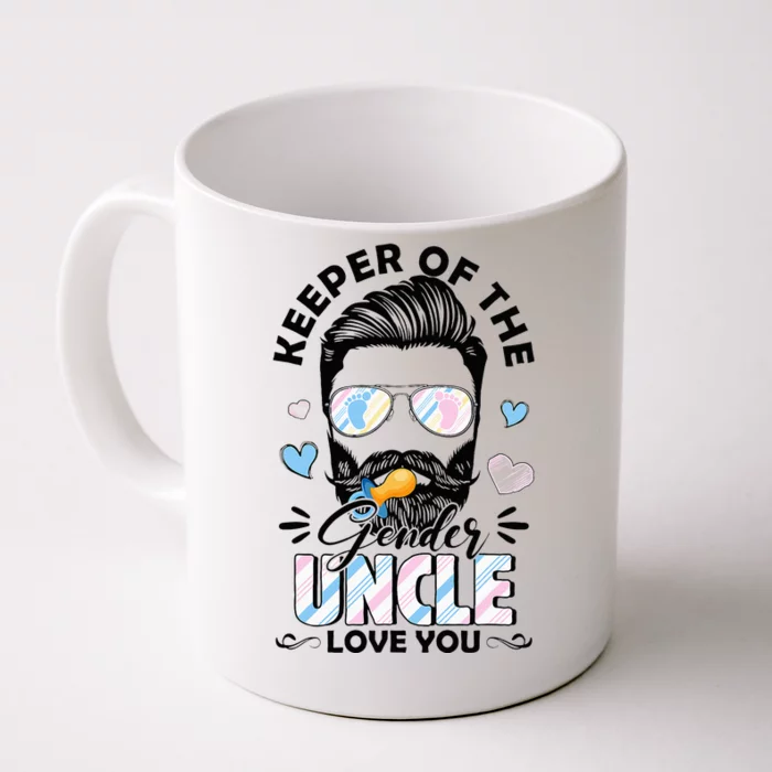 Beard Keeper Of Gender Uncle Loves You Gender Reveal Front & Back Coffee Mug