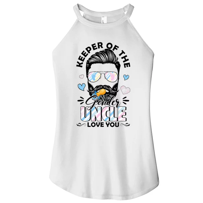 Beard Keeper Of Gender Uncle Loves You Gender Reveal Women’s Perfect Tri Rocker Tank