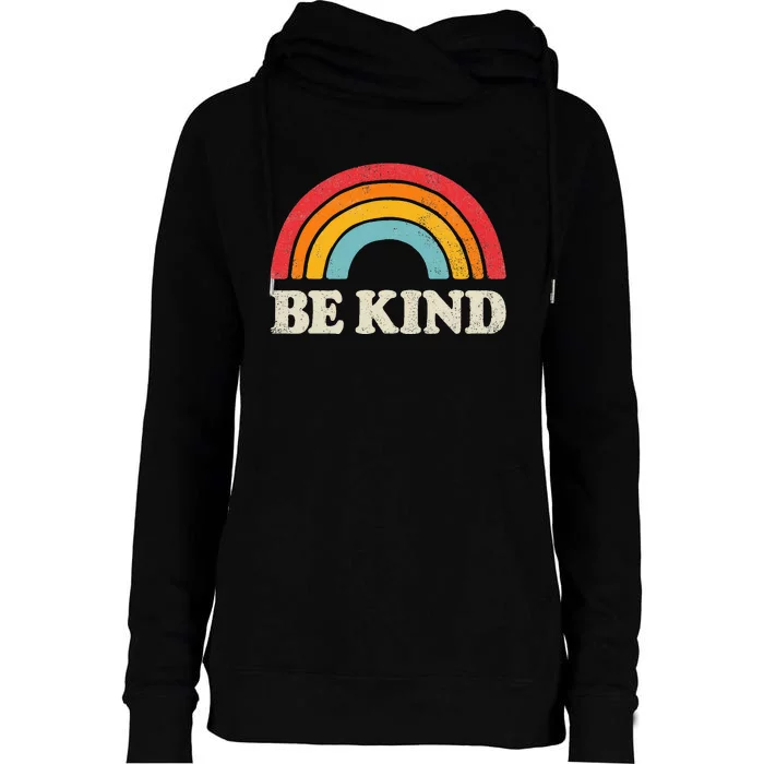 Be Kind  Positive Inspirational Kindness Retro Vintage Womens Funnel Neck Pullover Hood