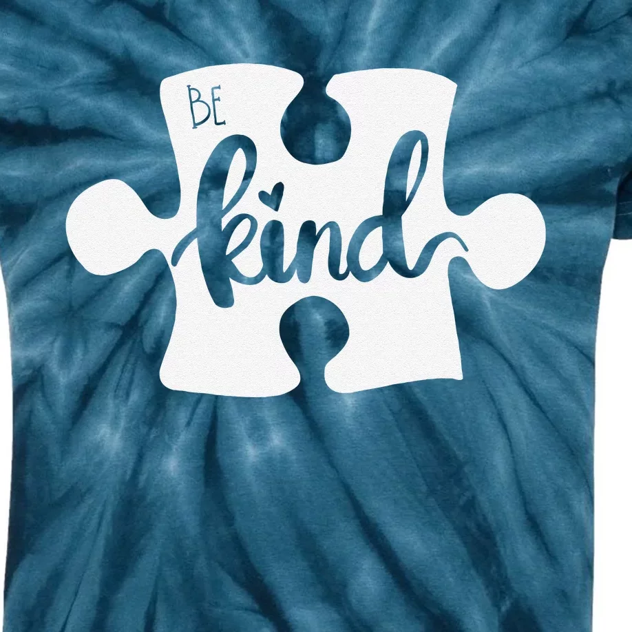 Be Kind Puzzle Piece Autism Awareness Kids Tie-Dye T-Shirt