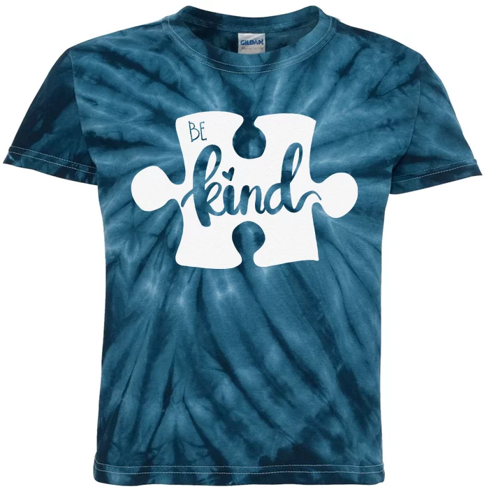 Be Kind Puzzle Piece Autism Awareness Kids Tie-Dye T-Shirt