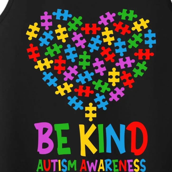 Be Kind Puzzle Heart Kindness Autism Awareness  Wo Kid Performance Tank