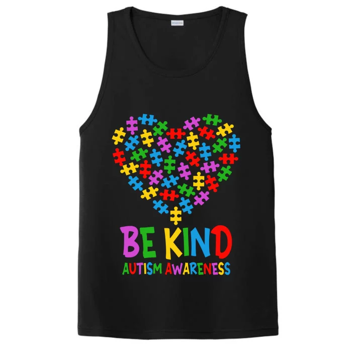 Be Kind Puzzle Heart Kindness Autism Awareness  Wo Kid Performance Tank