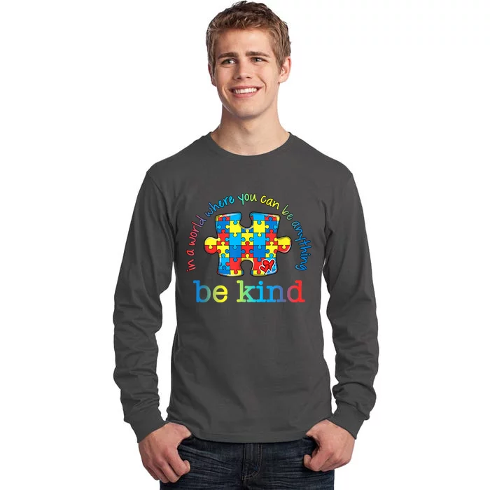 Be Kind Puzzle Rainbow Choose Kindness Autism Awareness Gift Tall Long Sleeve T-Shirt