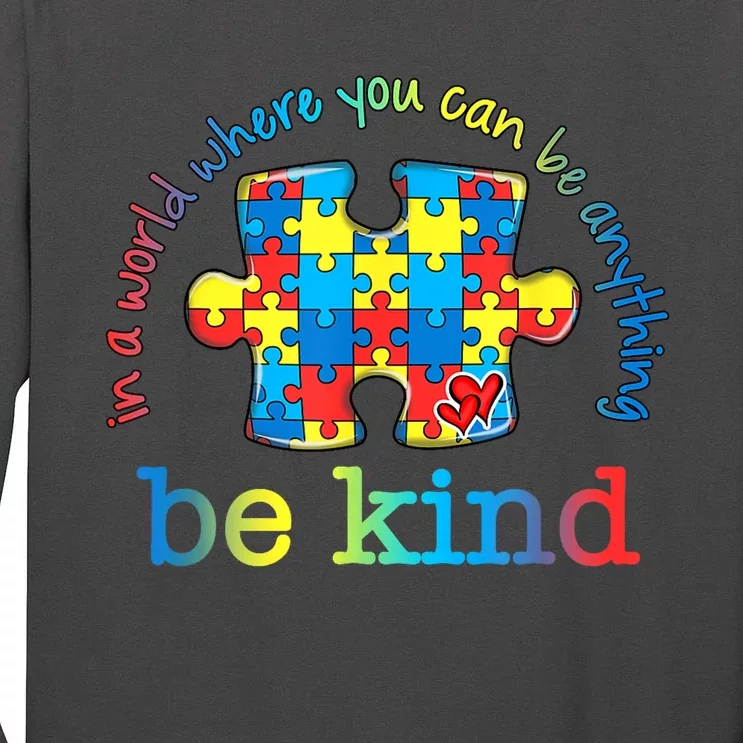 Be Kind Puzzle Rainbow Choose Kindness Autism Awareness Gift Tall Long Sleeve T-Shirt