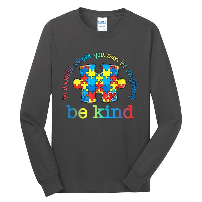 Be Kind Puzzle Rainbow Choose Kindness Autism Awareness Gift Tall Long Sleeve T-Shirt