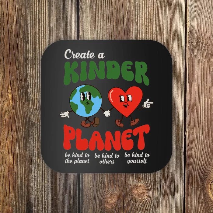 Be Kind Planet Save Earth Day Retro Groovy Environment Coaster