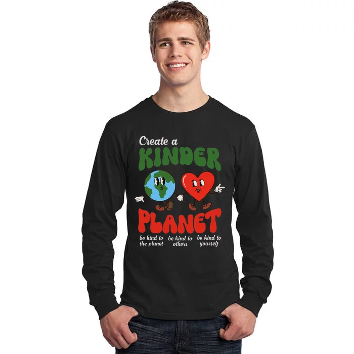 Be Kind Planet Save Earth Day Retro Groovy Environment Tall Long Sleeve T-Shirt