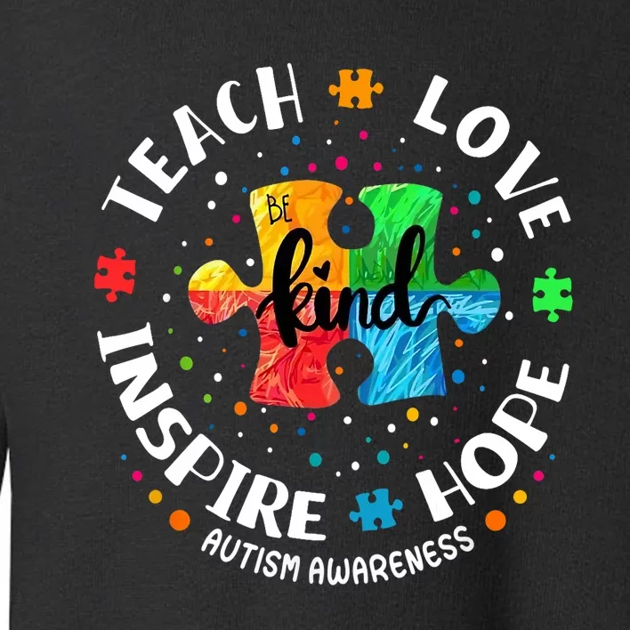 Be Kind Puzzle Pieces Tie Dye Autism Awareness Toddler Sweatshirt