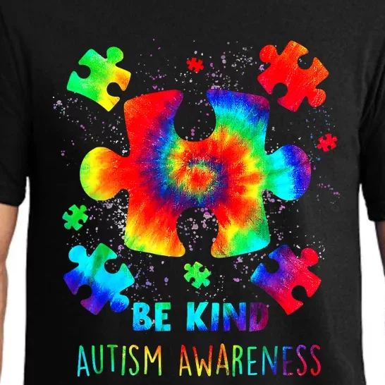 Be Kind Puzzle Pieces Tie Dye Autism Awareness Pajama Set