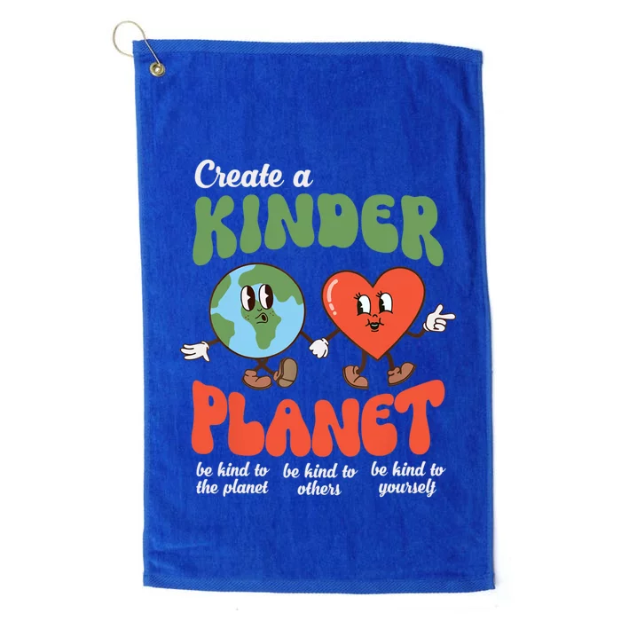 Be Kind Planet Save Earth Day Retro Gift Platinum Collection Golf Towel