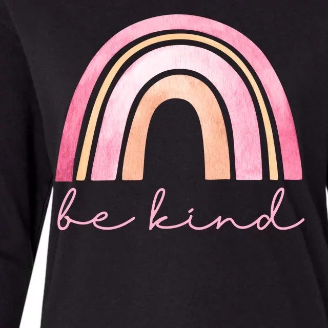 Be Kind Pink Rainbow Cute Gift Womens Cotton Relaxed Long Sleeve T-Shirt