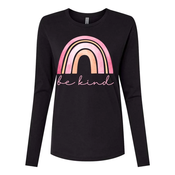 Be Kind Pink Rainbow Cute Gift Womens Cotton Relaxed Long Sleeve T-Shirt