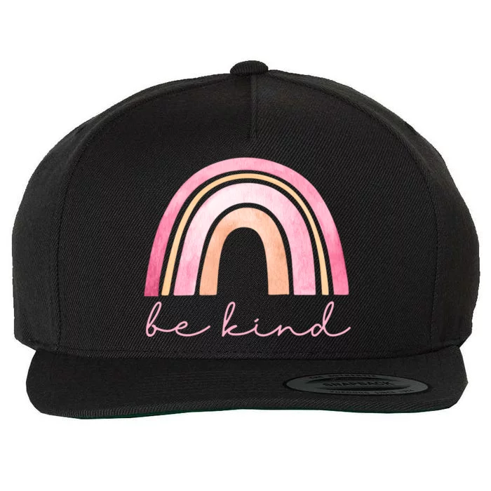 Be Kind Pink Rainbow Cute Gift Wool Snapback Cap